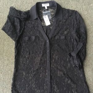 BNWT! Express Black Lace Blouse- S
